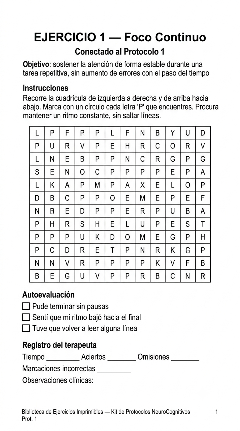 Protocolo 1: Atención sostenida