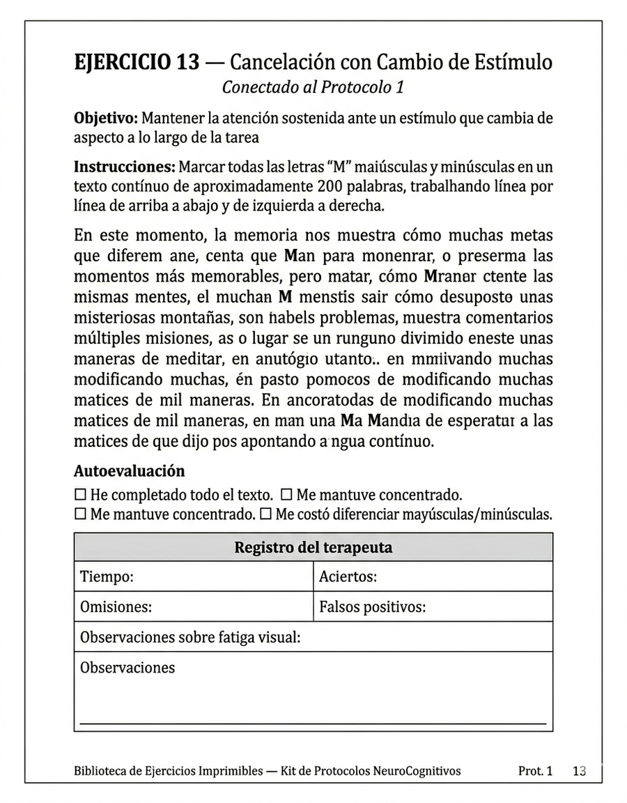 Protocolo 1: Atención sostenida