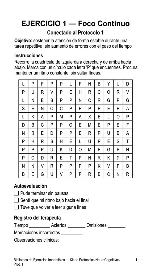 Protocolo 1: Atención sostenida