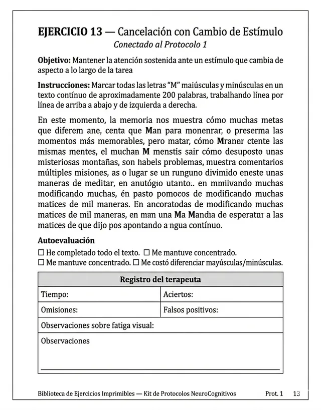 Protocolo 1: Atención sostenida