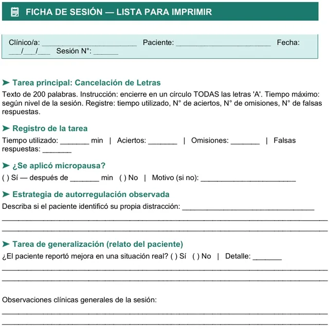 Ficha de sesión